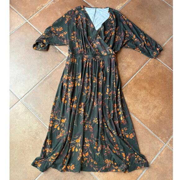 Garnet Hill Tencel Blend Stretchy Floral Surplice Top Wrap Style Dress size M - Picture 13 of 14